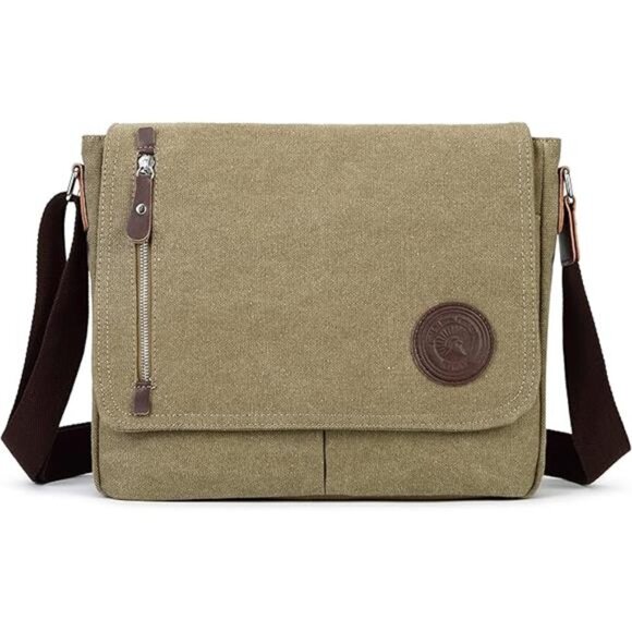 Canvas Messenger Bag Small Crossbody Bag Vintage Shoulder Bag for Men Women - Picture 8 of 8